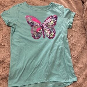 The Children's Place Green and Pink Butterfly Tee
